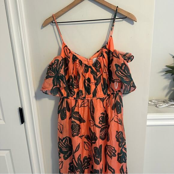 Tanya Taylor Pink Green Leaf Silk Cotton Maxi Dress 4 - Picture 15 of 16